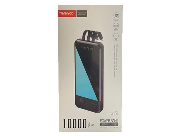 &u+ POWER BANK 10000 MAH 3 EN 1 MICRO - TIPO C - IPHONE TRANYCO T-D06